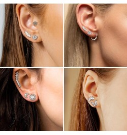 24PCS 16G Cartilage Earrings for Women Helix Tragus Piercing Earrings Flower butterfly Heart Stars Moon Stainless Steel Carti...