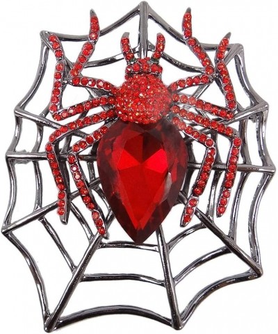 Rhinestone Crystals Halloween Spider Web Teardrop Brooch Pendant Red Black-Tone $11.28 Brooches & Pins