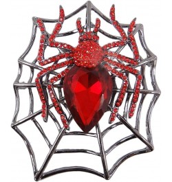 Rhinestone Crystals Halloween Spider Web Teardrop Brooch Pendant Red Black-Tone $11.28 Brooches & Pins