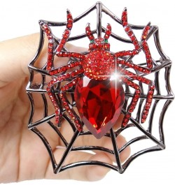 Rhinestone Crystals Halloween Spider Web Teardrop Brooch Pendant Red Black-Tone $11.28 Brooches & Pins