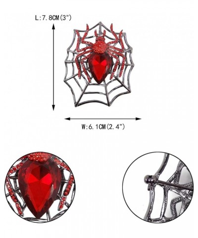 Rhinestone Crystals Halloween Spider Web Teardrop Brooch Pendant Red Black-Tone $11.28 Brooches & Pins