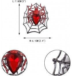 Rhinestone Crystals Halloween Spider Web Teardrop Brooch Pendant Red Black-Tone $11.28 Brooches & Pins