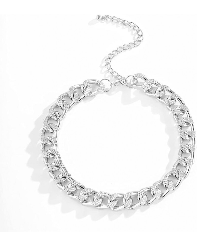 Cuban Chunky Link Chain Choker Unisex Punk Style Thick Wide Necklace Jewelry S5 Silver(12"+3") $7.64 Necklaces