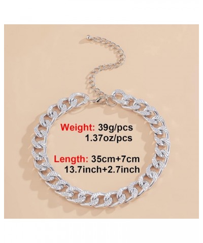 Cuban Chunky Link Chain Choker Unisex Punk Style Thick Wide Necklace Jewelry S5 Silver(12"+3") $7.64 Necklaces