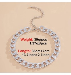 Cuban Chunky Link Chain Choker Unisex Punk Style Thick Wide Necklace Jewelry S5 Silver(12"+3") $7.64 Necklaces