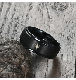 Tungsten Rings for Couples, 8mm Matte with Sun and Moon Pattern Engagement Rings Set His and Hers Black women 10 & men 12 $18...