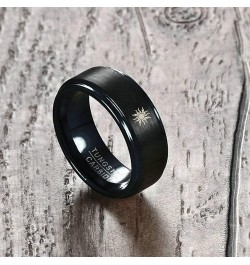 Tungsten Rings for Couples, 8mm Matte with Sun and Moon Pattern Engagement Rings Set His and Hers Black women 10 & men 12 $18...