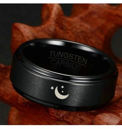 Tungsten Rings for Couples, 8mm Matte with Sun and Moon Pattern Engagement Rings Set His and Hers Black women 10 & men 12 $18...