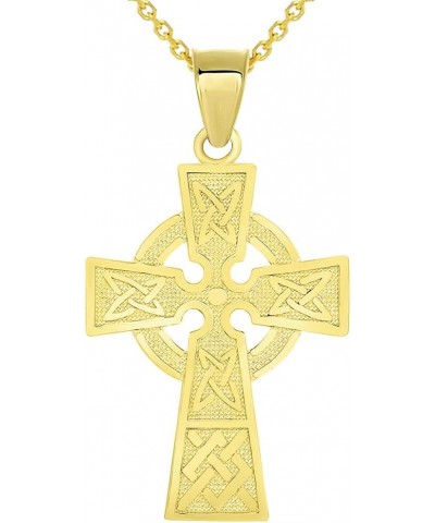 Solid 14k Yellow Gold Trinity Knot Celtic Cross Pendant Necklace 22 Inches $76.50 Necklaces