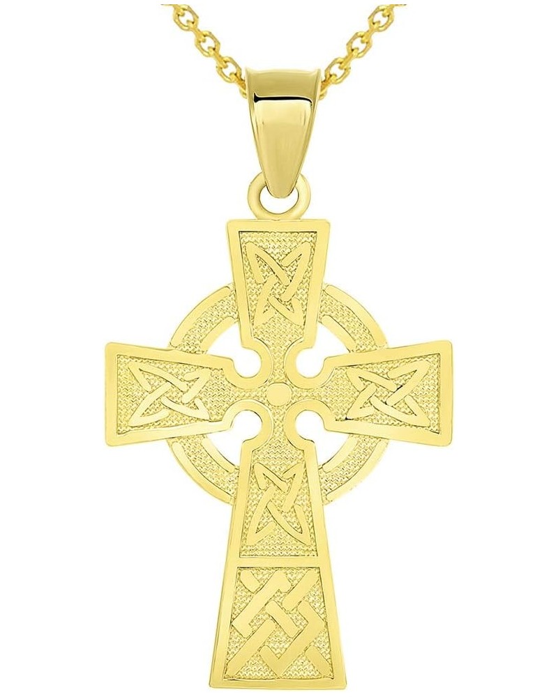 Solid 14k Yellow Gold Trinity Knot Celtic Cross Pendant Necklace 22 Inches $76.50 Necklaces