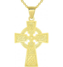 Solid 14k Yellow Gold Trinity Knot Celtic Cross Pendant Necklace 22 Inches $76.50 Necklaces