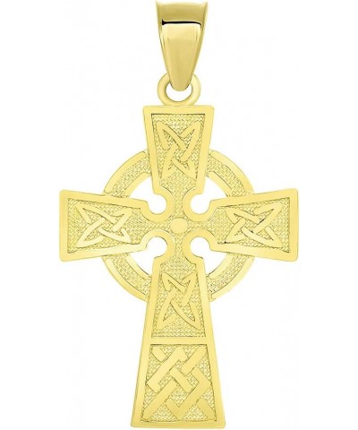 Solid 14k Yellow Gold Trinity Knot Celtic Cross Pendant Necklace 22 Inches $76.50 Necklaces