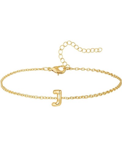 Gold Bubble Initial Chain Bracelets, 14K Gold Plated Balloon Letter Chain Bracelets Jewelry for Women Teen Girls J $7.40 Brac...