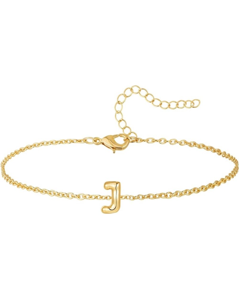 Gold Bubble Initial Chain Bracelets, 14K Gold Plated Balloon Letter Chain Bracelets Jewelry for Women Teen Girls J $7.40 Brac...