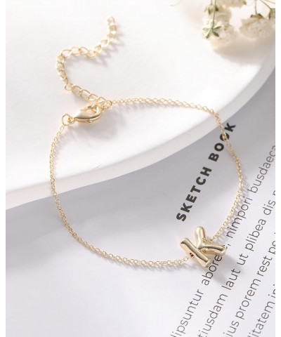 Gold Bubble Initial Chain Bracelets, 14K Gold Plated Balloon Letter Chain Bracelets Jewelry for Women Teen Girls J $7.40 Brac...