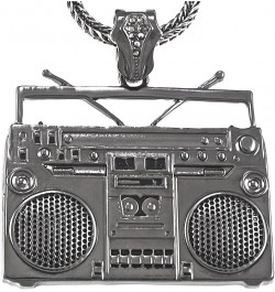 Boom Box Pendant Necklace GUN METAL COLOR WITH 36 INCH FRANCO CHAIN $18.06 Necklaces