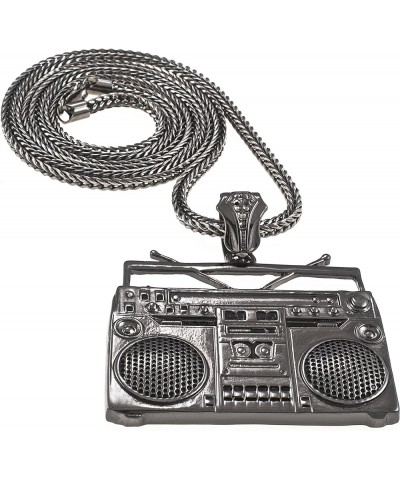 Boom Box Pendant Necklace GUN METAL COLOR WITH 36 INCH FRANCO CHAIN $18.06 Necklaces