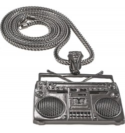 Boom Box Pendant Necklace GUN METAL COLOR WITH 36 INCH FRANCO CHAIN $18.06 Necklaces