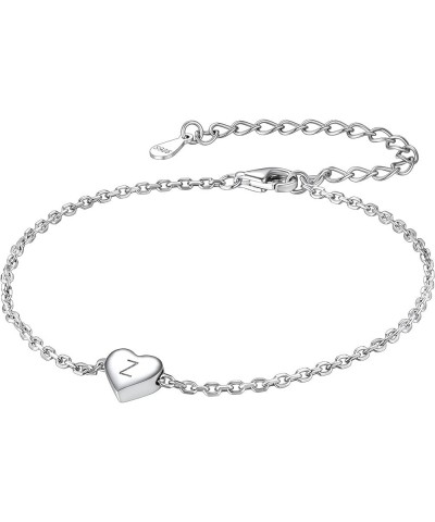 925 Sterling Silver Adjustable A-Z Letter Initial Heart Chain Charm Bracelet for Women Girls (with Gift Box) Z $10.32 Bracelets