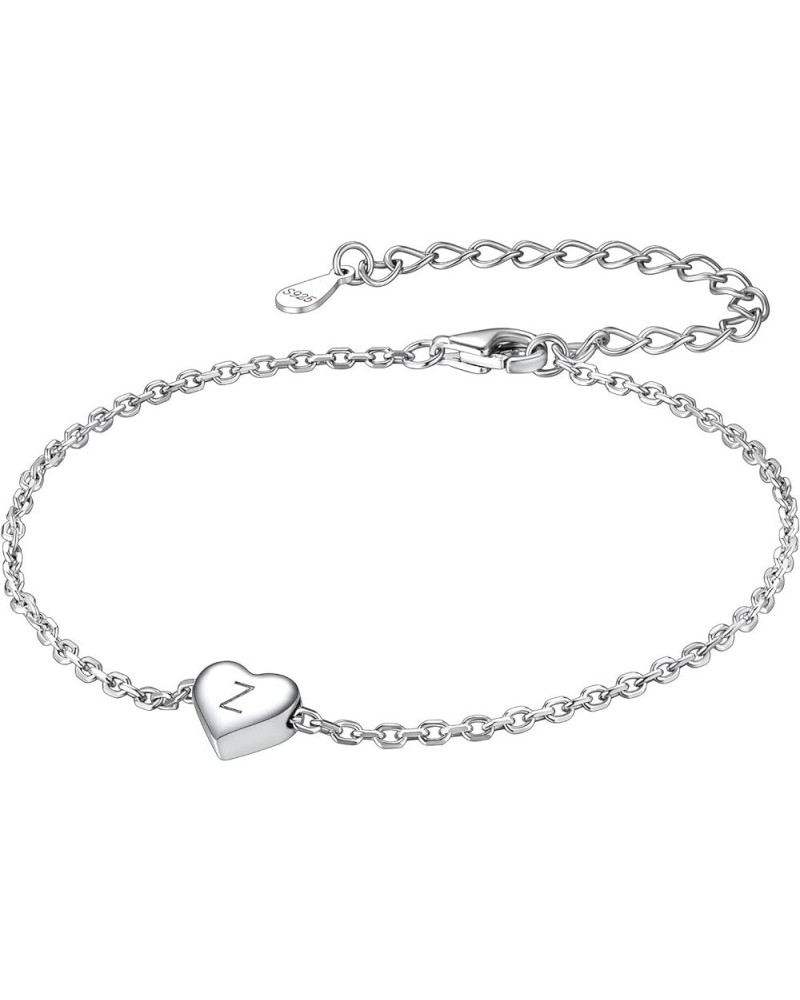 925 Sterling Silver Adjustable A-Z Letter Initial Heart Chain Charm Bracelet for Women Girls (with Gift Box) Z $10.32 Bracelets