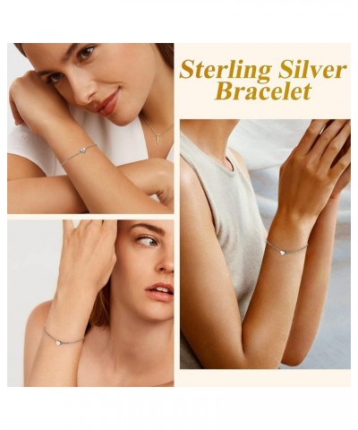 925 Sterling Silver Adjustable A-Z Letter Initial Heart Chain Charm Bracelet for Women Girls (with Gift Box) Z $10.32 Bracelets