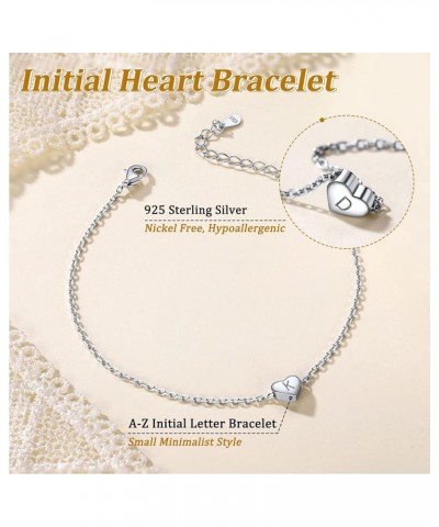 925 Sterling Silver Adjustable A-Z Letter Initial Heart Chain Charm Bracelet for Women Girls (with Gift Box) Z $10.32 Bracelets