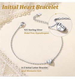 925 Sterling Silver Adjustable A-Z Letter Initial Heart Chain Charm Bracelet for Women Girls (with Gift Box) Z $10.32 Bracelets