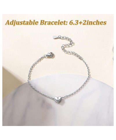 925 Sterling Silver Adjustable A-Z Letter Initial Heart Chain Charm Bracelet for Women Girls (with Gift Box) Z $10.32 Bracelets