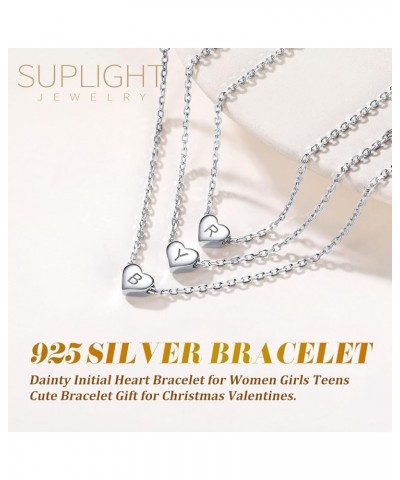 925 Sterling Silver Adjustable A-Z Letter Initial Heart Chain Charm Bracelet for Women Girls (with Gift Box) Z $10.32 Bracelets