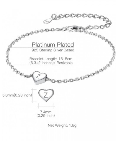 925 Sterling Silver Adjustable A-Z Letter Initial Heart Chain Charm Bracelet for Women Girls (with Gift Box) Z $10.32 Bracelets