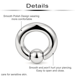 G23 Titanium PA Ring Captive Bead Rings Spring Action BCR Ball Rings 00G 0G 2G 4G 6G 8G 12G Pierced Body Jewelry for Women 2P...