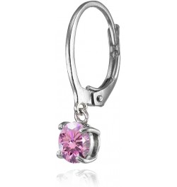 Sterling Silver 6mm Round Dainty Dangle Leverback Earrings Made with European Crystals October - Light Rose $10.48 Earrings