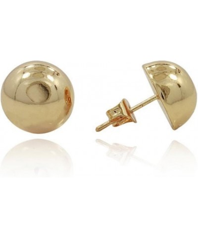 Half Ball Button Moon Stud Post Earring Yellow Plated 925 Sterling Silver 9mm $14.57 Earrings